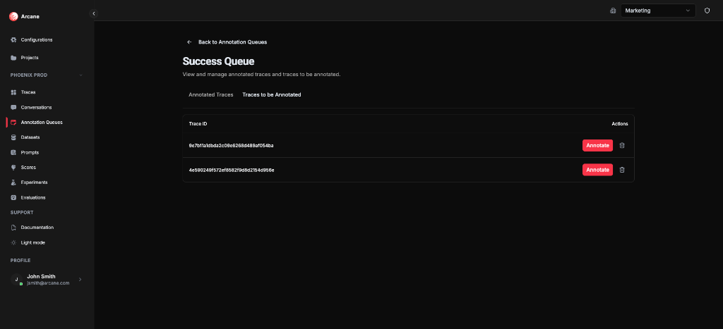 Traces to be Annotated