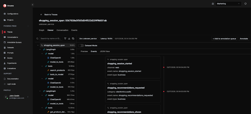 Viewer Events sub-tab